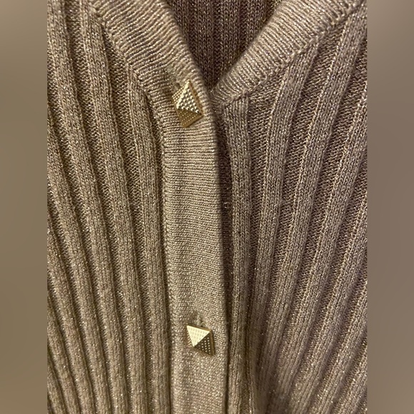 Melanie Lyne Metallic Gold cardigan. Size L - Picture 2 of 4